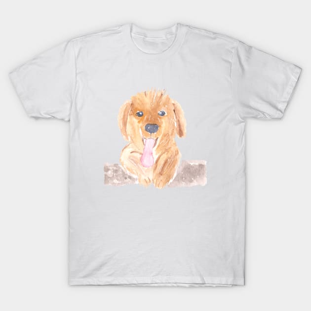 Watercolor Golden Retriever Puppy T-Shirt by Harpleydesign